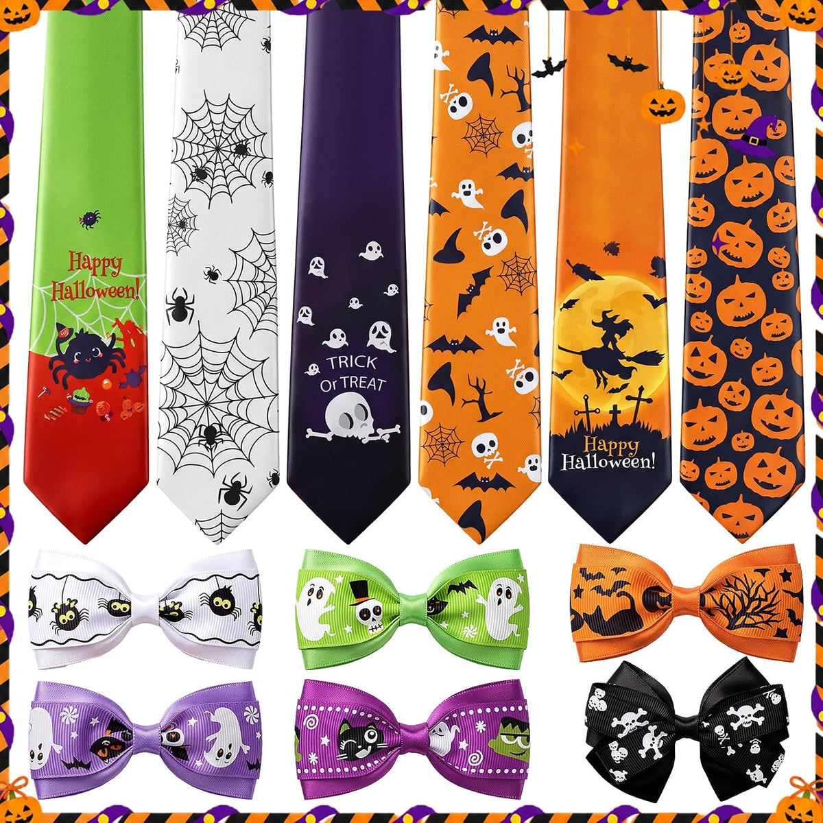 SATINIOR Halloween Ties for Men Necktie Clip-on Bow Tie