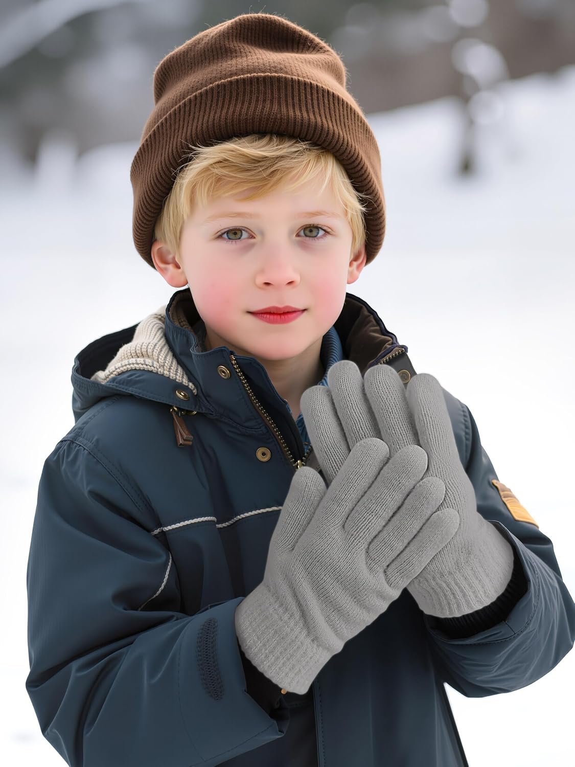 Cooraby 3 Pairs Kids Winter Gloves Thick Warm Toddler Gloves for Boys Girls