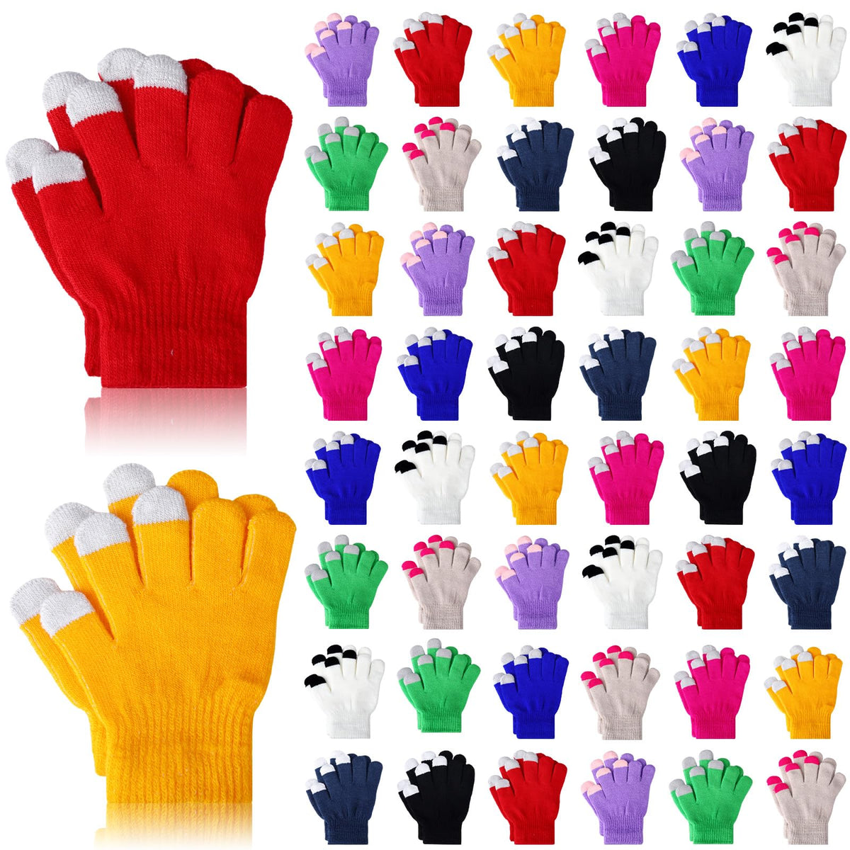 Handepo 50 Pairs Bulk Kids Gloves Winter