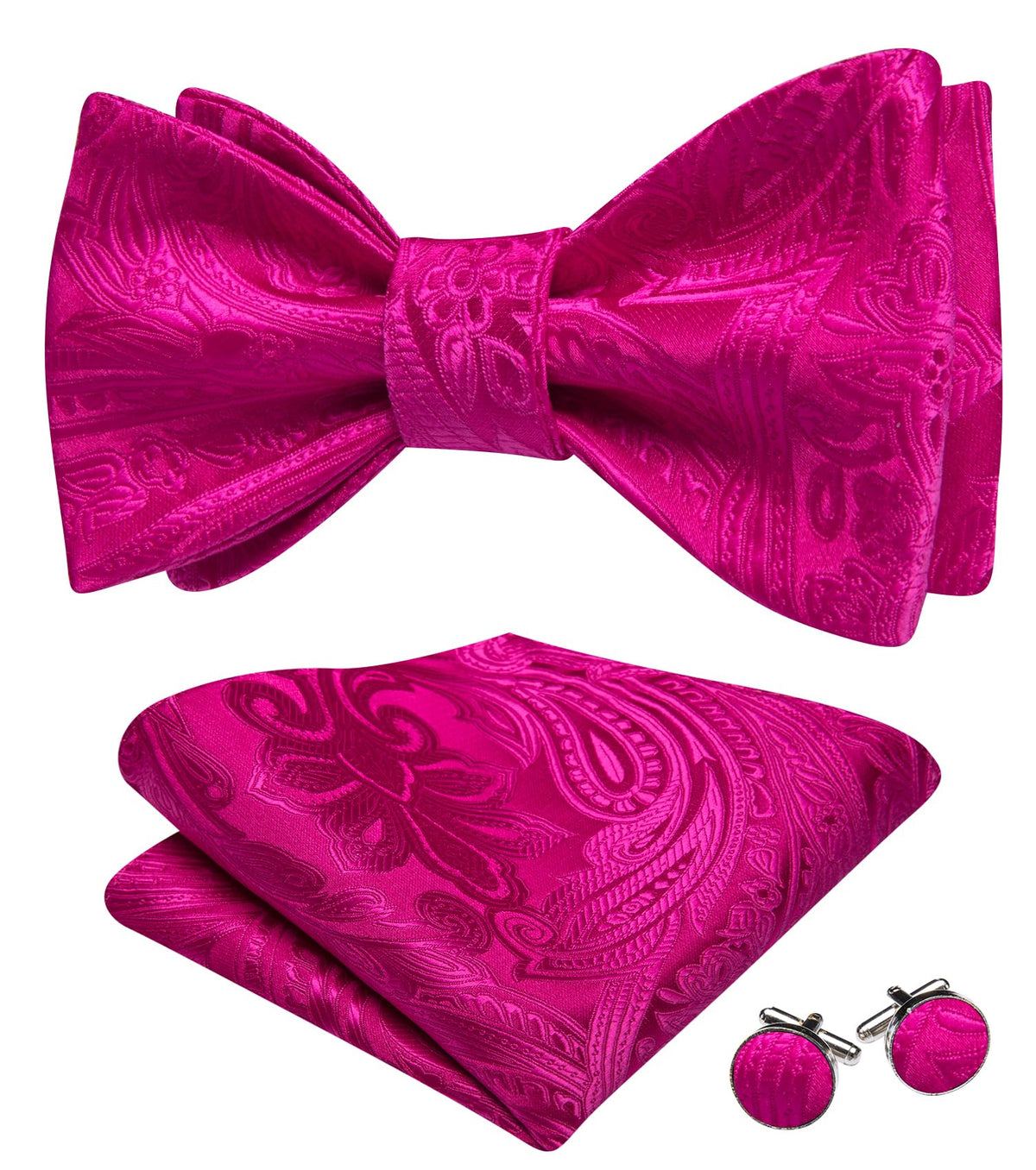 YOHOWA Bow Ties for Men Paisley Self Tie Bowtie Pocket Square Cufflinks Set