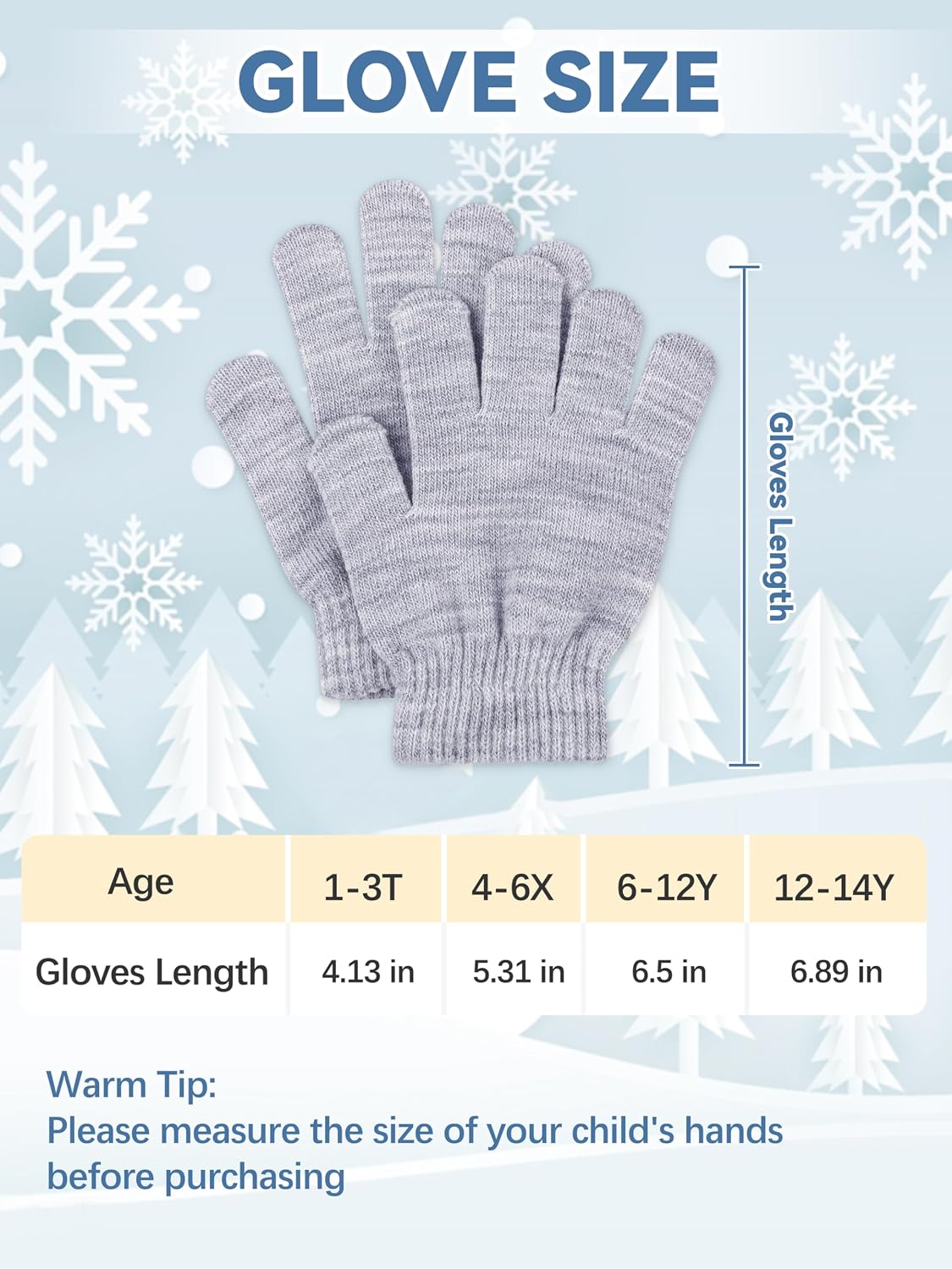 Glooarm 12 Pairs Kids Gloves Winter Toddler Full Finger Knit Gloves Bulk