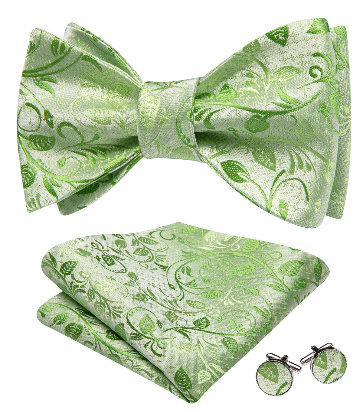 YOHOWA Bow Ties for Men Paisley Self Tie Bowtie Pocket Square Cufflinks Set