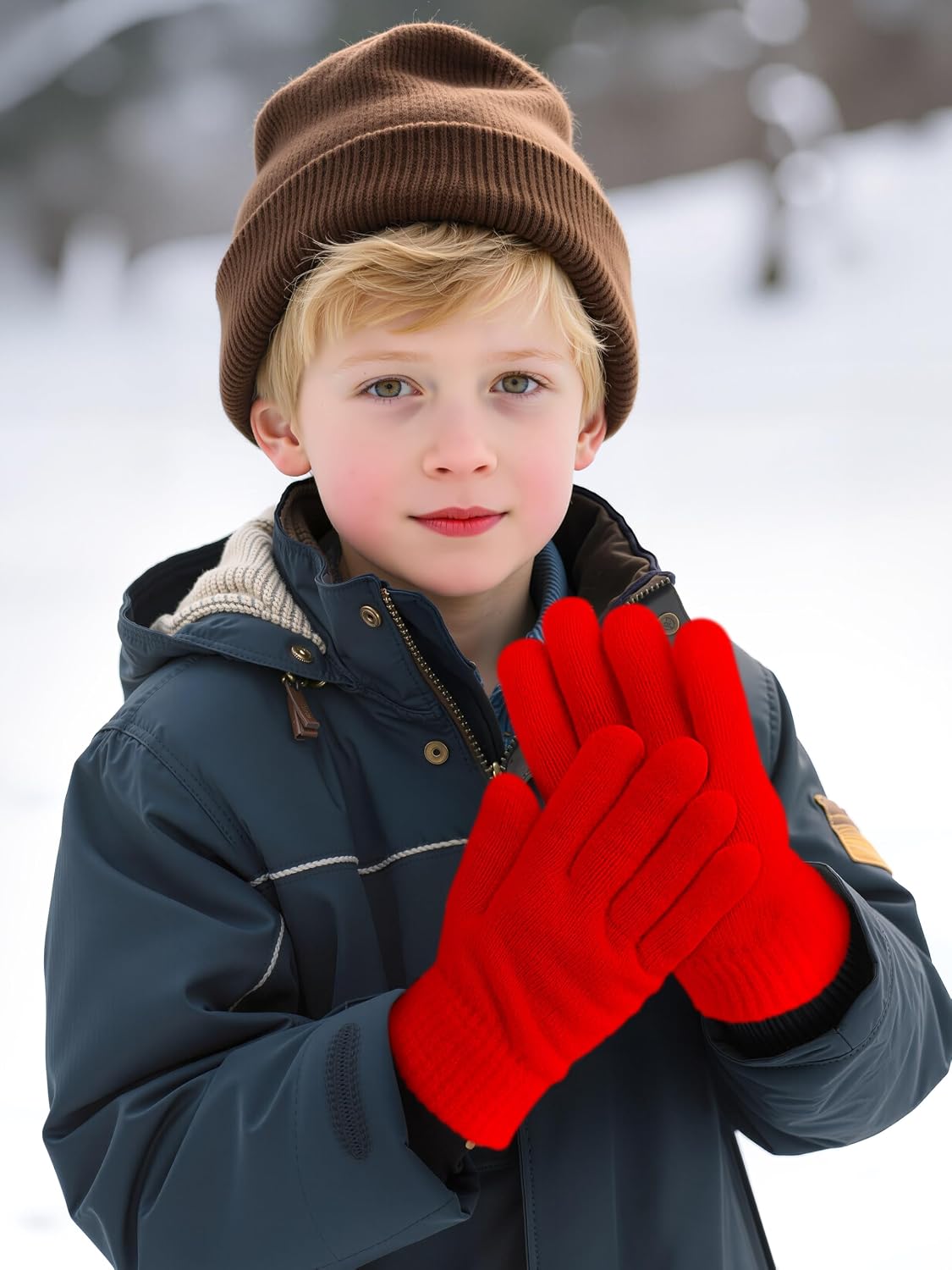 Cooraby 3 Pairs Kids Winter Gloves Thick Warm Toddler Gloves for Boys Girls
