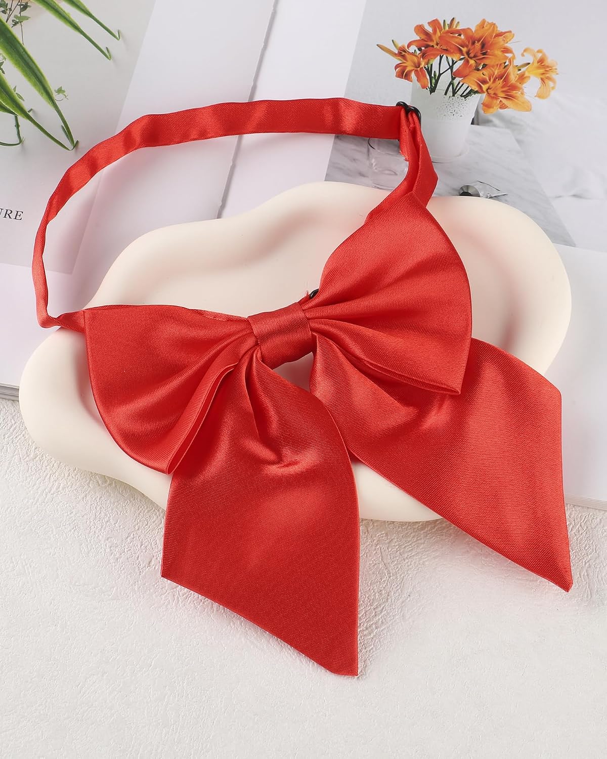 AWAYTR Ladies Adjustable Pre Tied Bowtie - Solid Color Bow Ties for Women