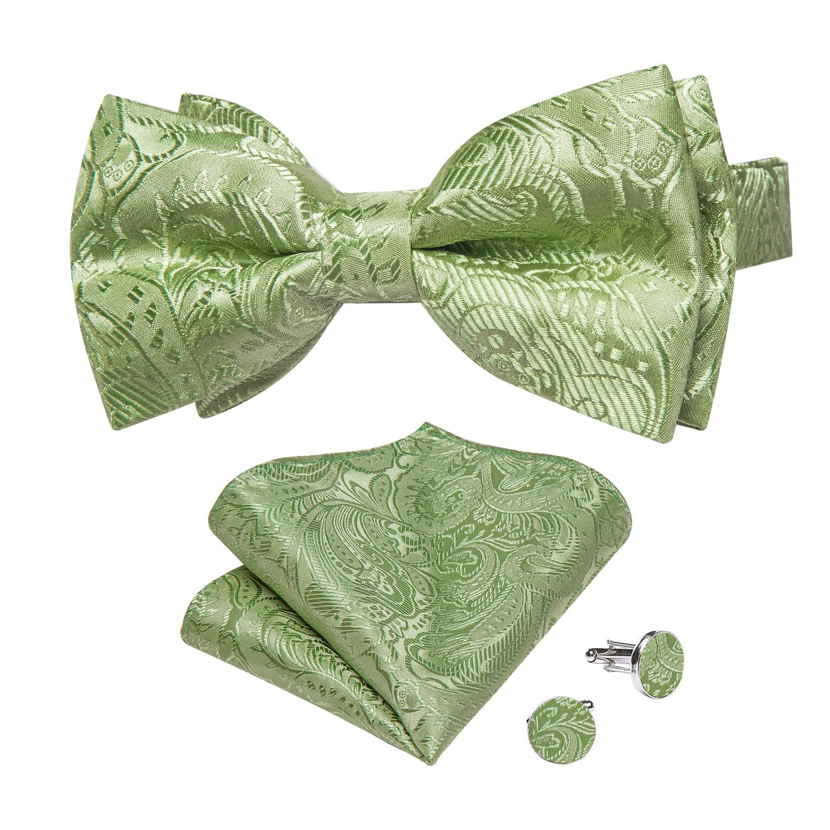 DiBanGu Silk Paisley Bow Tie for Men Formal Pre-tied Bowtie Set