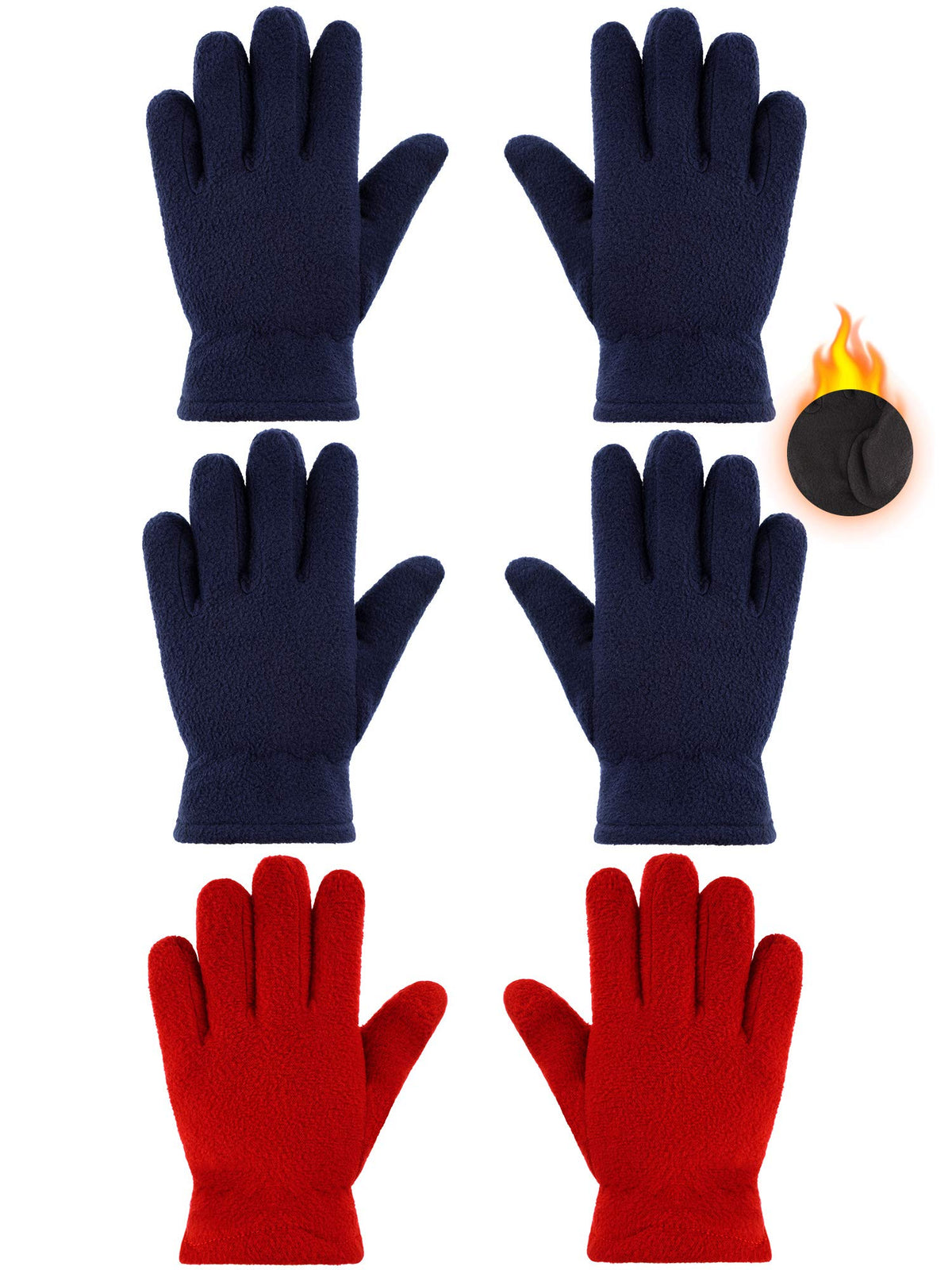 SATINIOR 3Pairs Winter Gloves for Kids, Soft Snow Fleece Glove, 5-12 Year