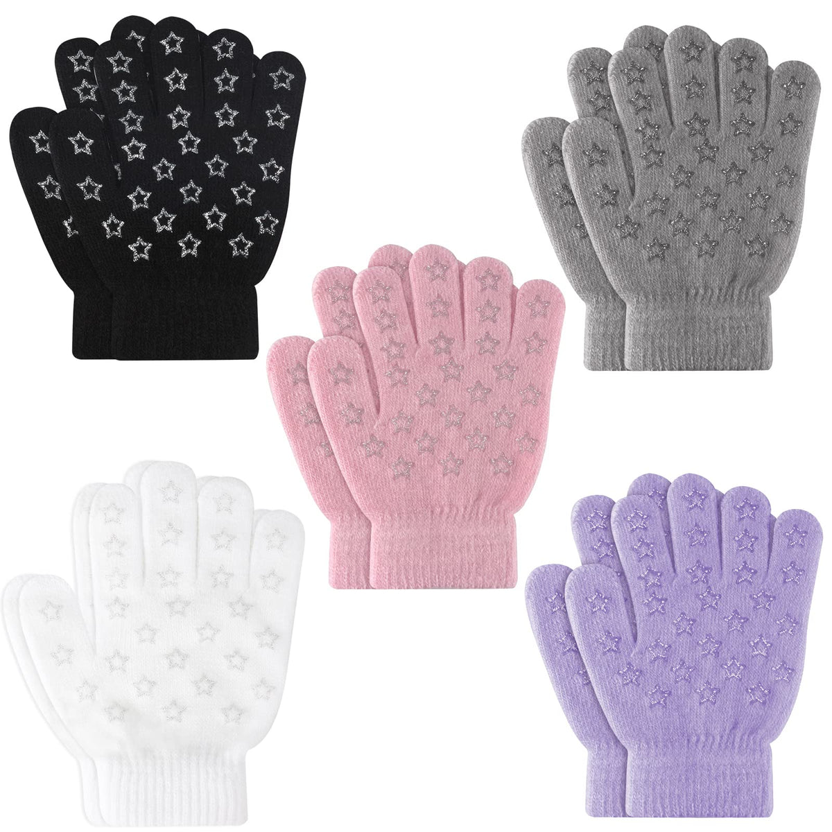 ONESING 3-24 Pairs Winter Knit Gloves for Kids - White Finger Gloves for Boys and Girls