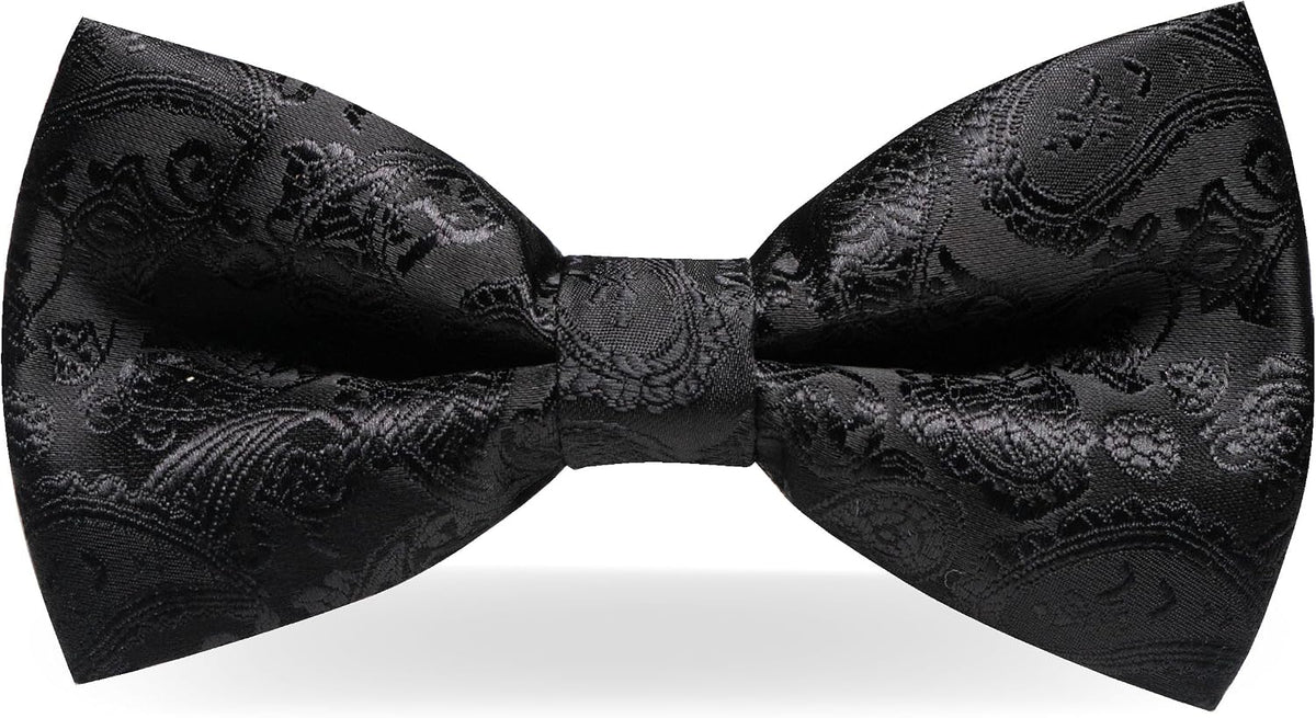 JEMYGINS Paisley Pre-tied Bow Tie and Pocket Square Cufflinks Lapel Pin Sets for Men 4PCS