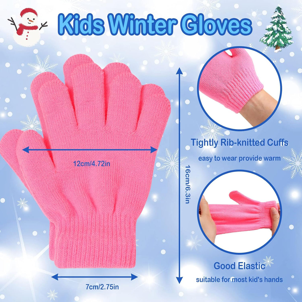 Handepo 50 Pairs Bulk Kids Gloves Winter