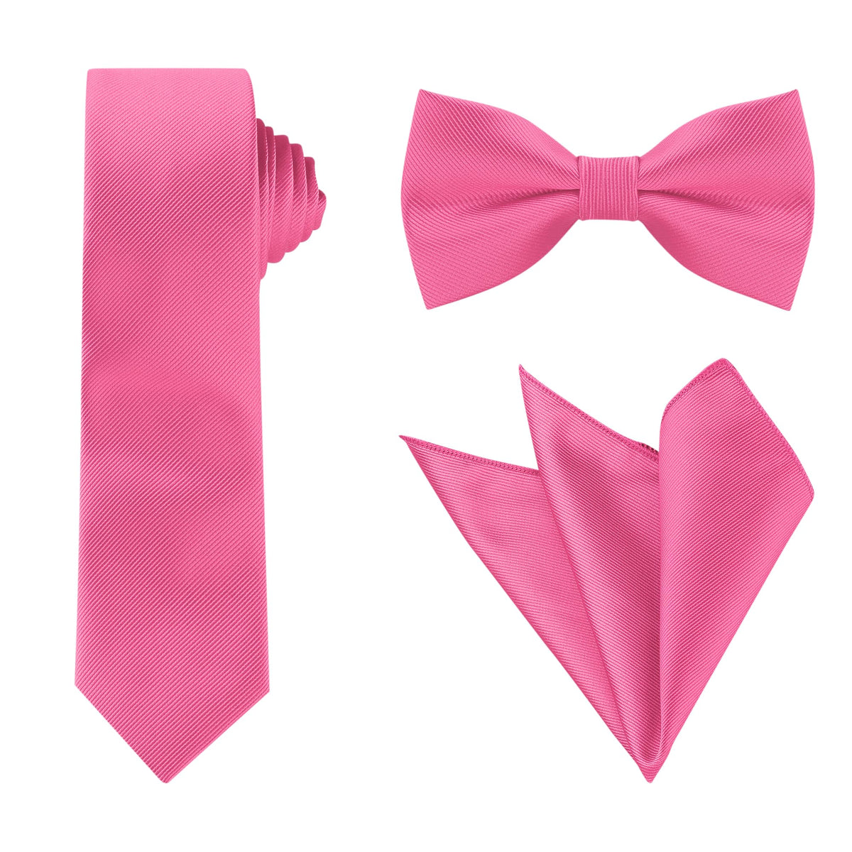 Allegra K Men Solid Color Satin Bowtie Necktie Set for Wedding Business