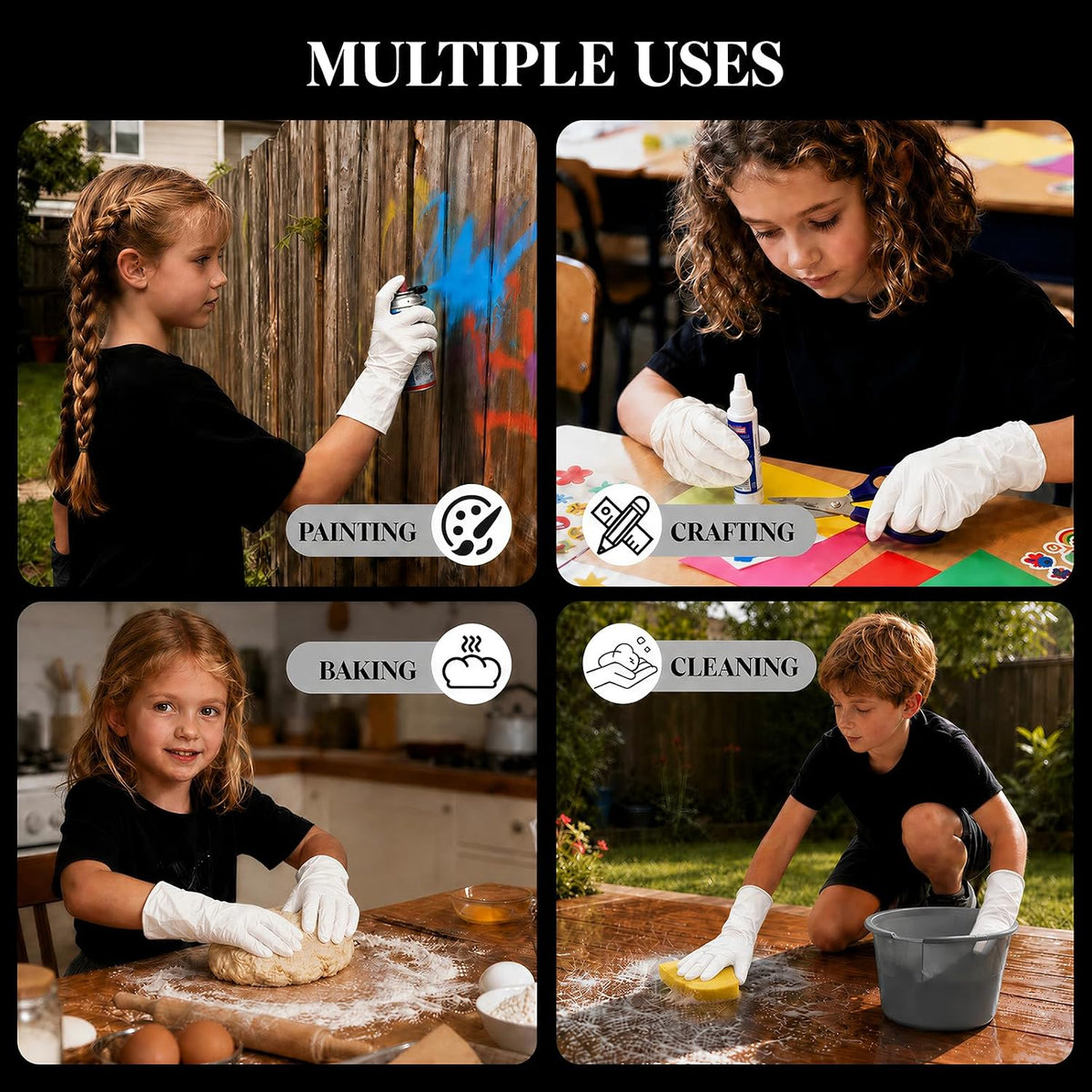 Kids Disposable Gloves, 5-Mil Safe White Nitrile, Small, 50Ct
