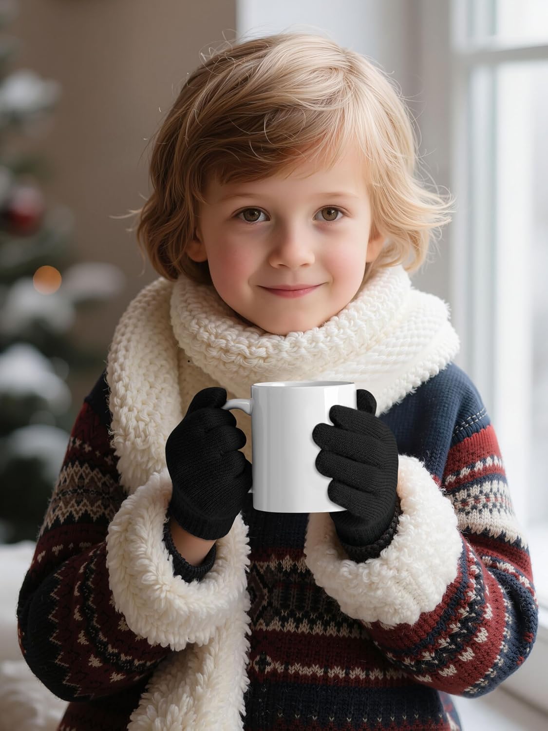 Cooraby 12 Pairs Kid's Winter Magic Gloves Children Stretchy Warm Magic Gloves Boys or Girls Knit Gloves for 6-12 Years