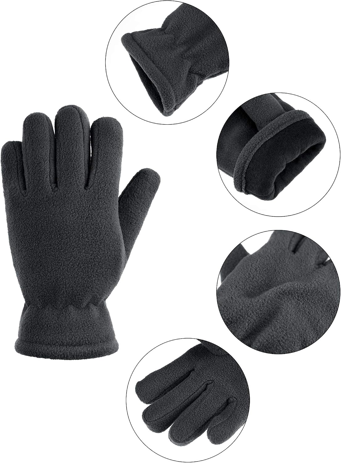SATINIOR 3Pairs Winter Gloves for Kids, Soft Snow Fleece Glove, 5-12 Year