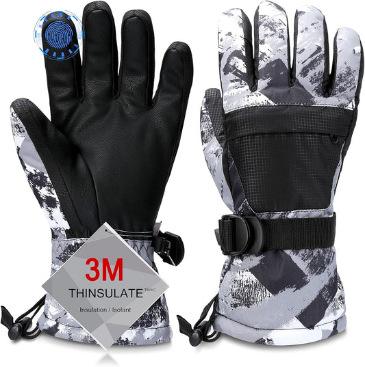 Ski Gloves,Snow Gloves Waterproof Winter Warm Cold Weather Touchscreen Gloves for Parent& Child Kids Skiing,Snowboarding