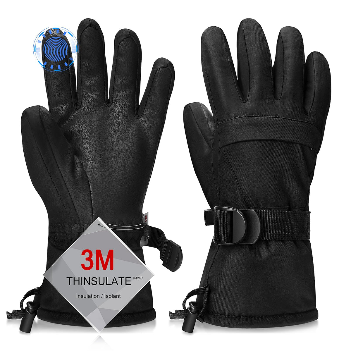 Ski Gloves,Snow Gloves Waterproof Winter Warm Cold Weather Touchscreen Gloves for Parent& Child Kids Skiing,Snowboarding
