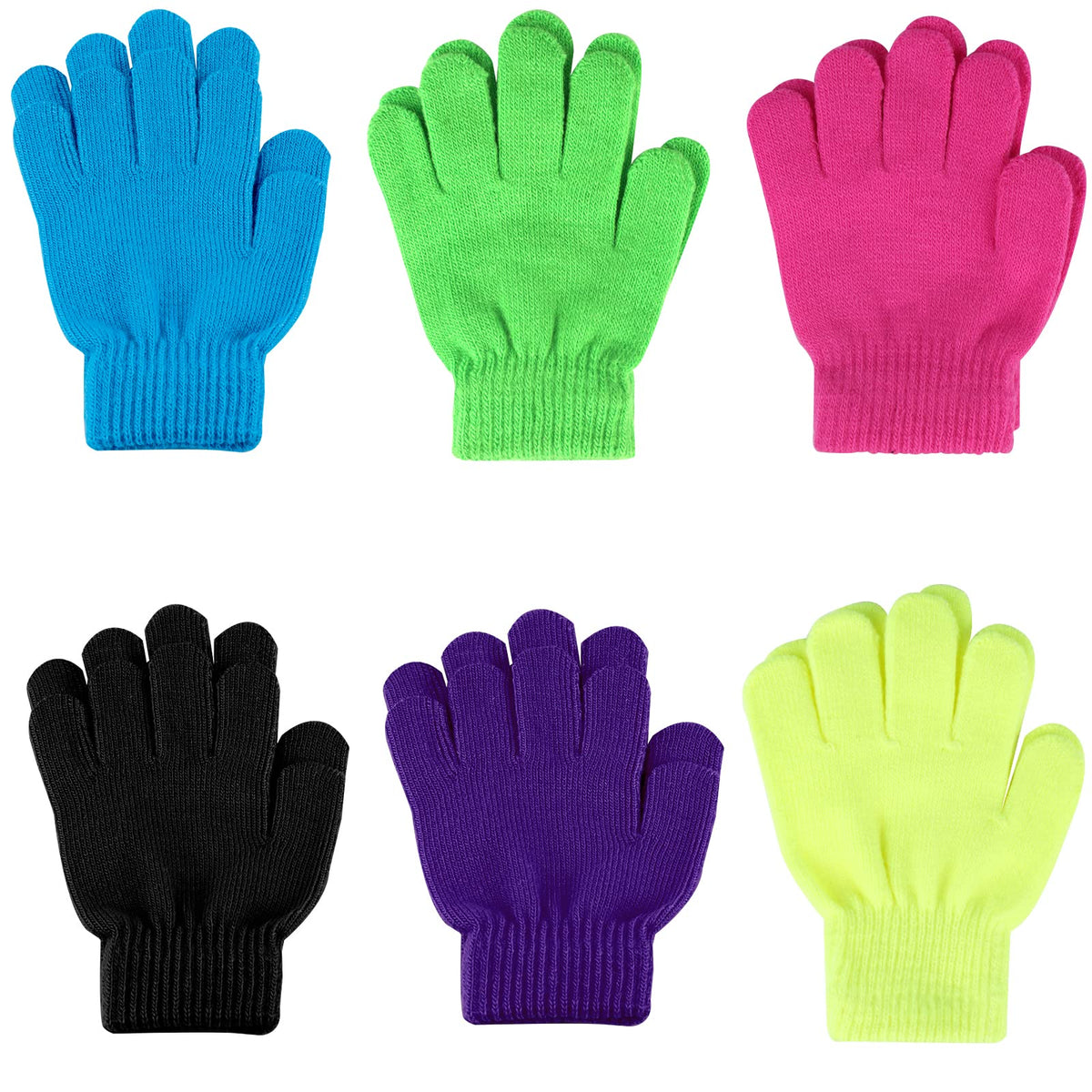ONESING 3-24 Pairs Winter Knit Gloves for Kids - White Finger Gloves for Boys and Girls