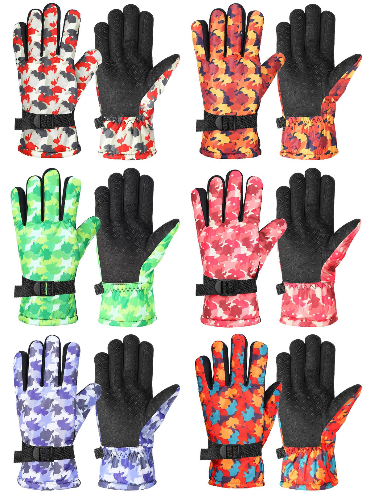 Bencailor 6 Pairs Kids Winter Snow Gloves