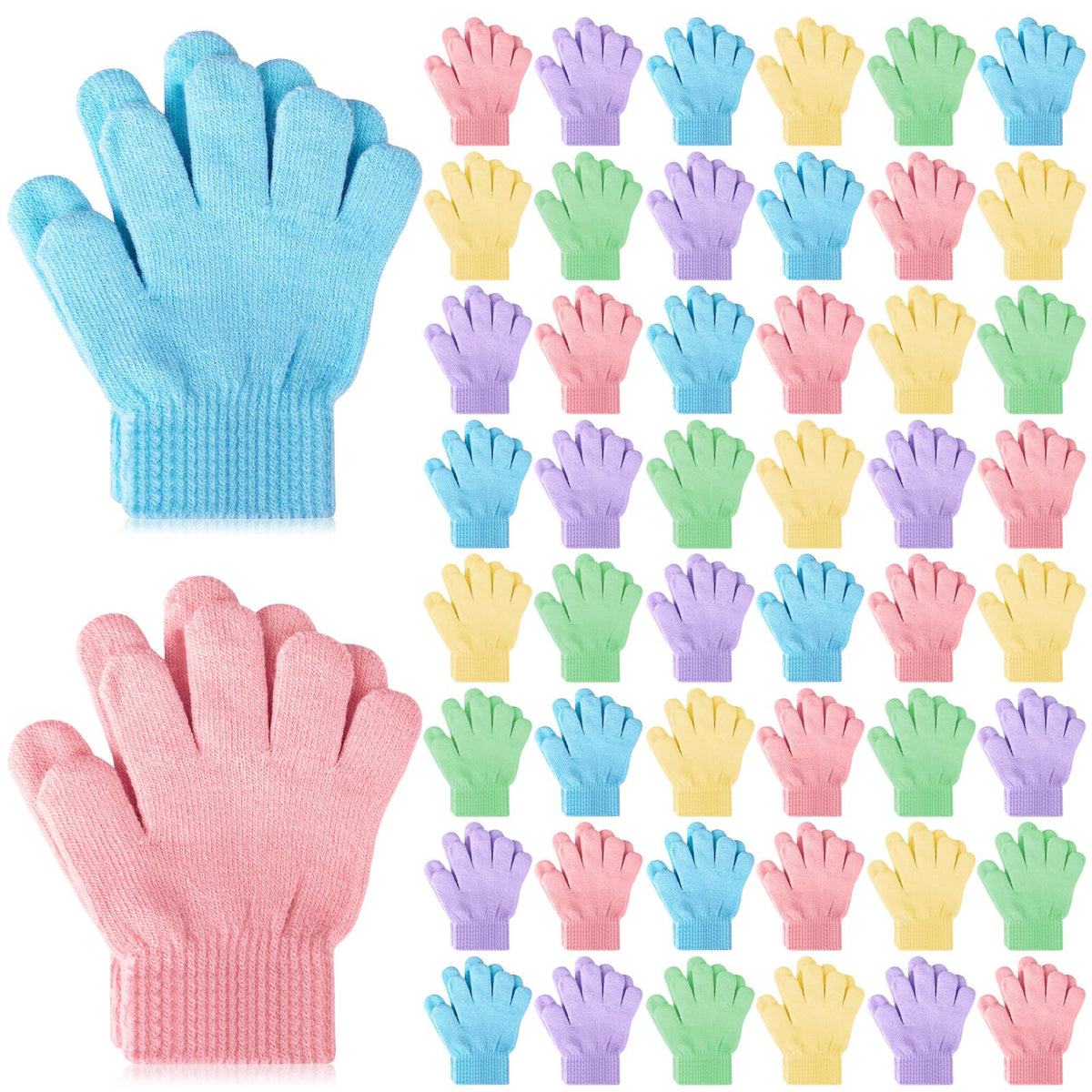 Handepo 50 Pairs Bulk Kids Gloves Winter