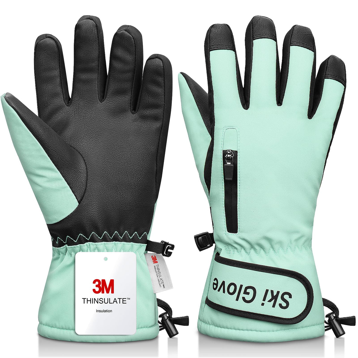 Ski Gloves,Snow Gloves Waterproof Winter Warm Cold Weather Touchscreen Gloves for Parent& Child Kids Skiing,Snowboarding