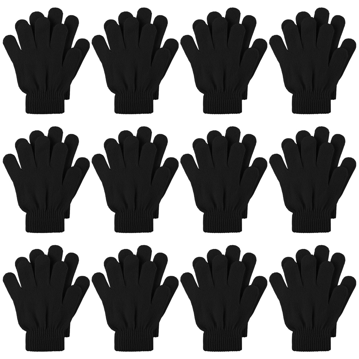 Cooraby 12 Pairs Kid's Winter Magic Gloves Children Stretchy Warm Magic Gloves Boys or Girls Knit Gloves for 6-12 Years