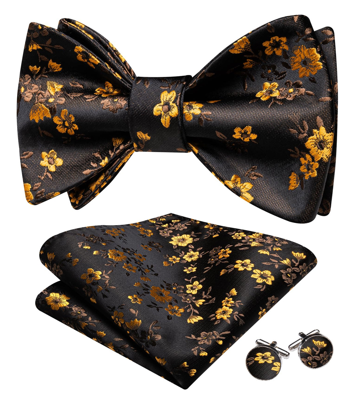 YOHOWA Bow Ties for Men Paisley Self Tie Bowtie Pocket Square Cufflinks Set