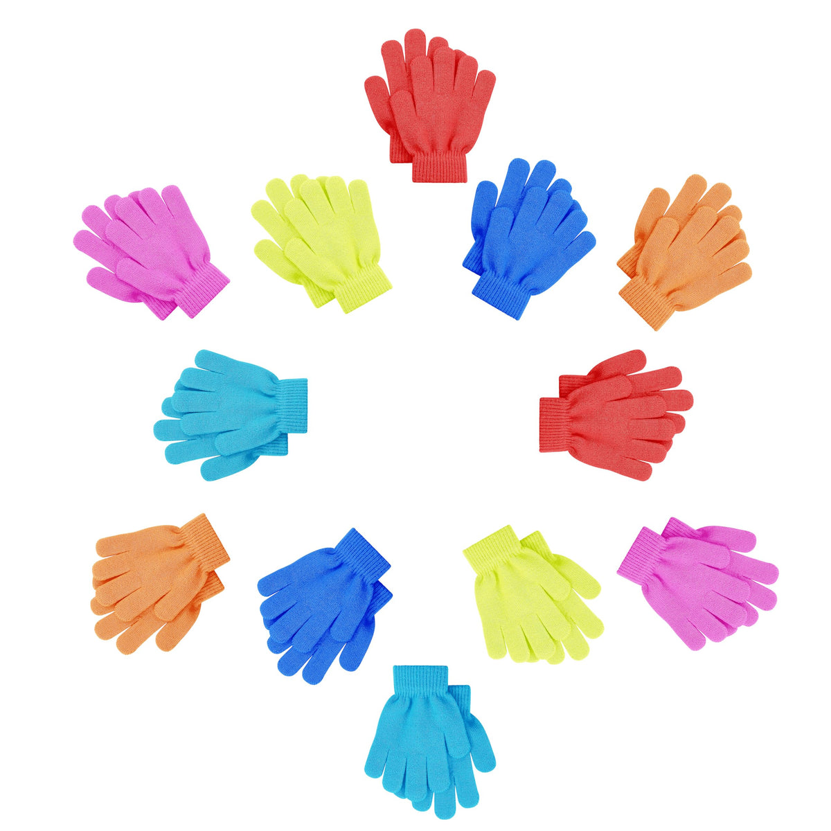 12 Pairs Kids Winter Gloves, Children Bulk Pack Fun Colorful Cute Magic Glove for Boys & Girls