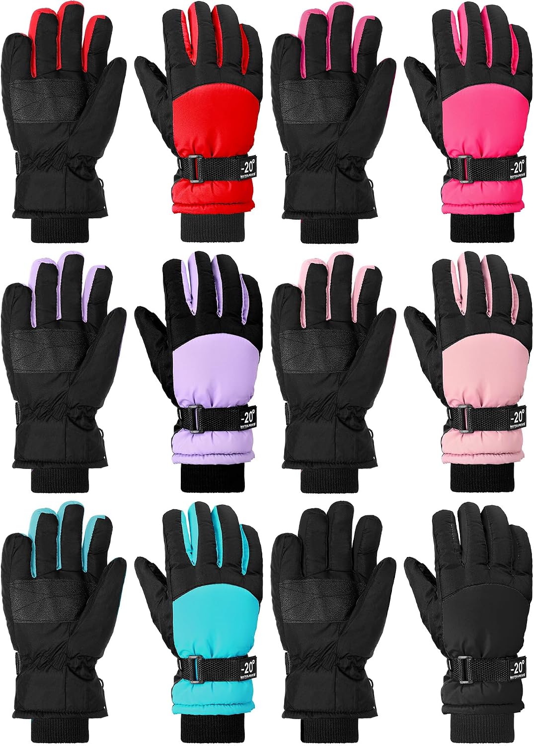 Bencailor 6 Pairs Kids Winter Snow Gloves