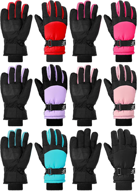 Bencailor 6 Pairs Kids Winter Snow Gloves