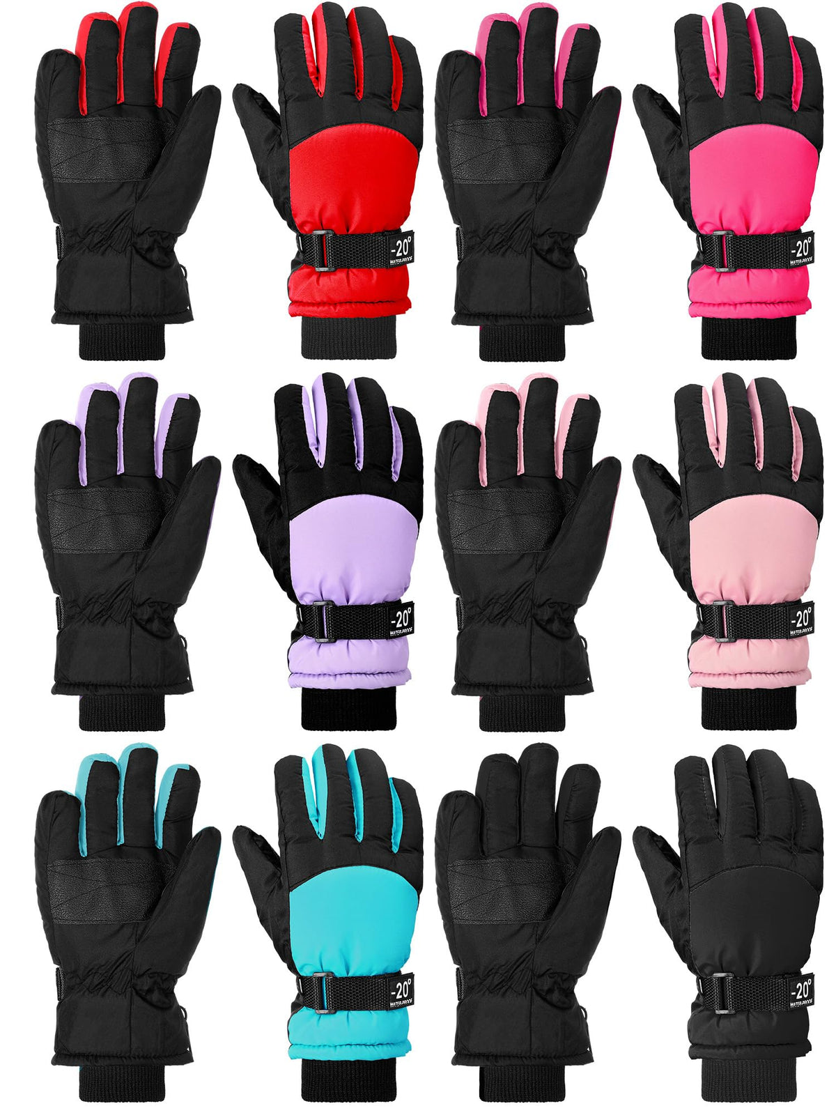 Bencailor 6 Pairs Kids Winter Snow Gloves