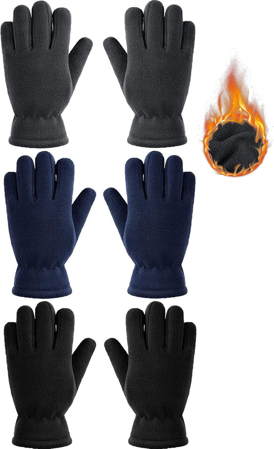 SATINIOR 3Pairs Winter Gloves for Kids, Soft Snow Fleece Glove, 5-12 Year