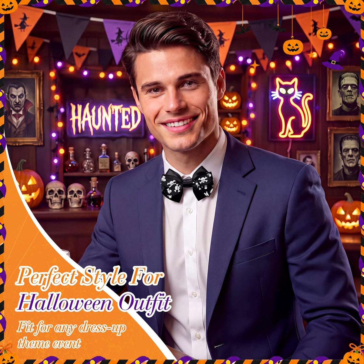 SATINIOR Halloween Ties for Men Necktie Clip-on Bow Tie