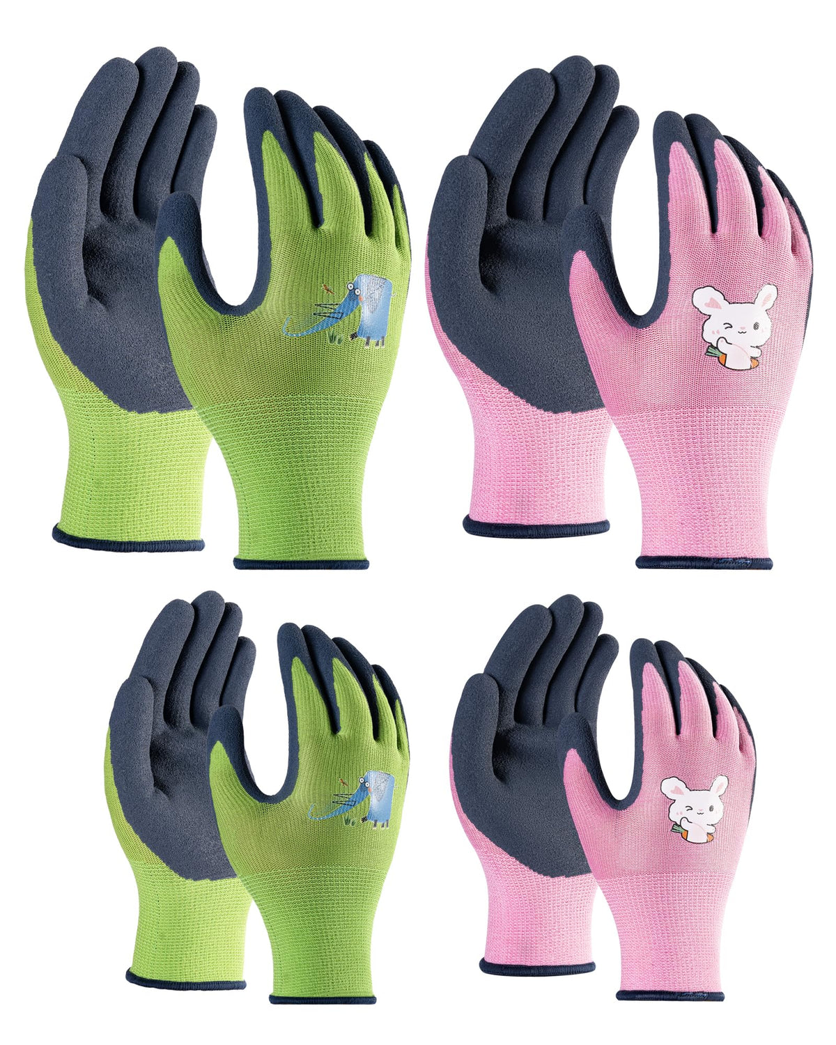 Kids Gardening Gloves, Skin-Friendly Rubber Coated Childrens Garden Gloves, Toddler Work Gloves Boys Girls