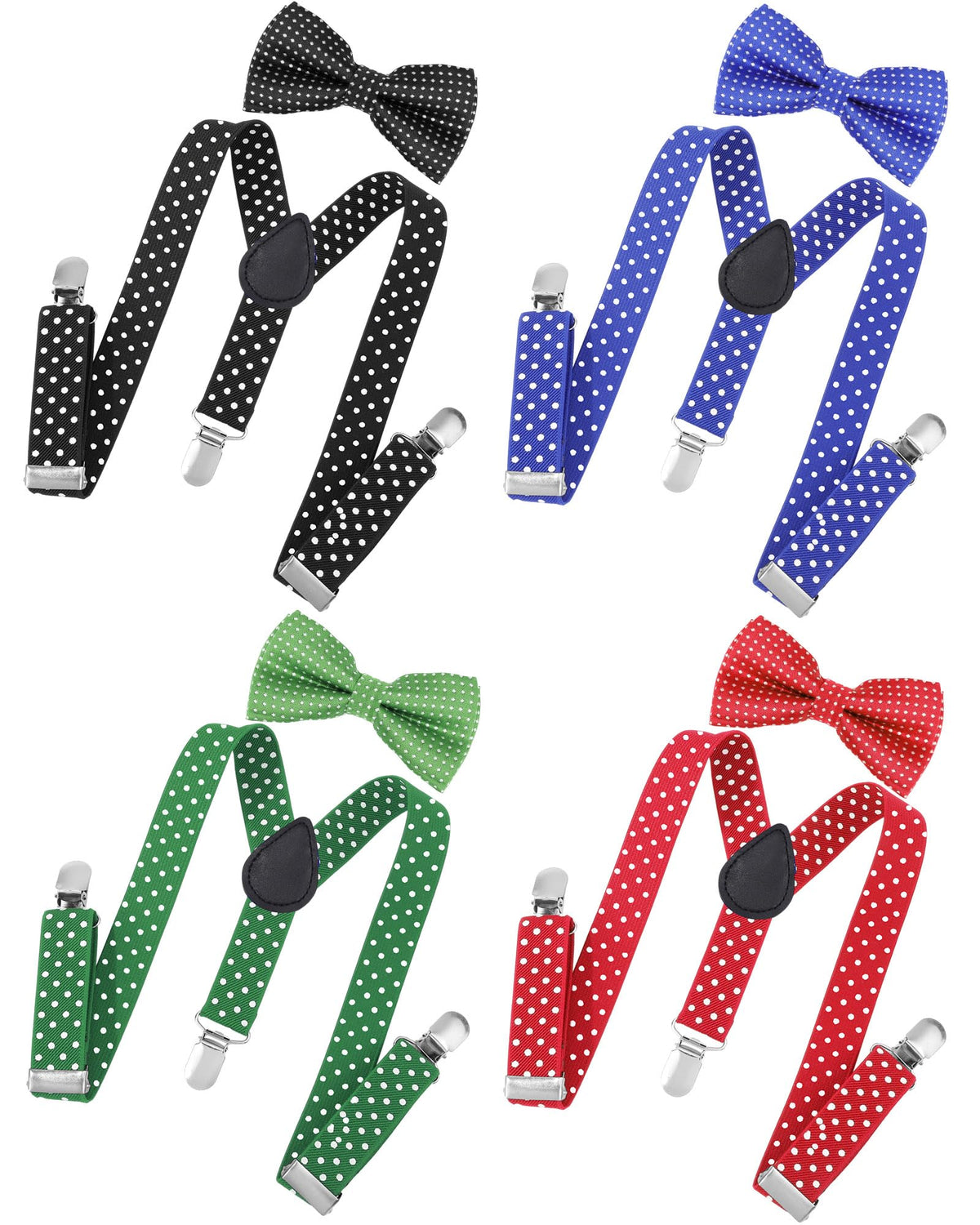 SATINIOR 4 Set Kids Suspenders and Bow Tie Set for Boys Girl