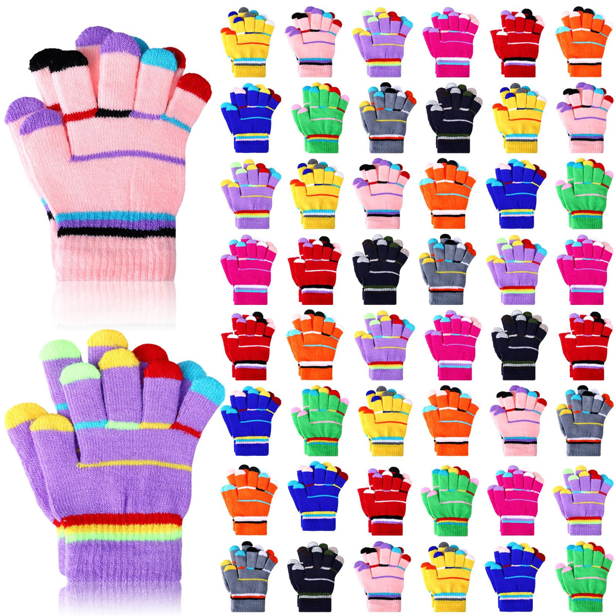 Handepo 50 Pairs Bulk Kids Gloves Winter