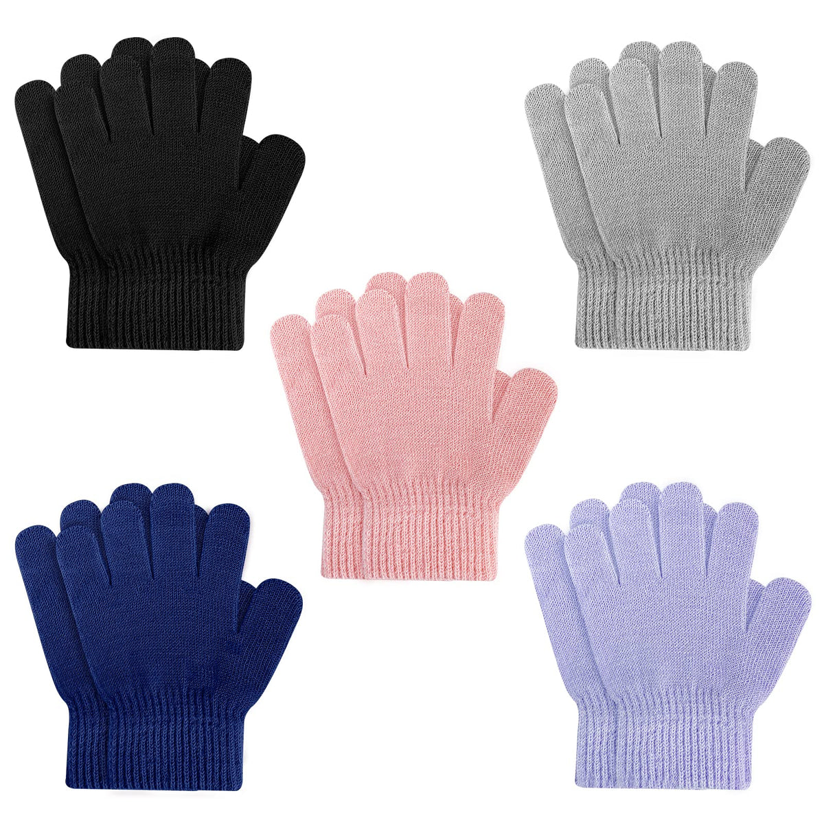 ONESING 3-24 Pairs Winter Knit Gloves for Kids - White Finger Gloves for Boys and Girls