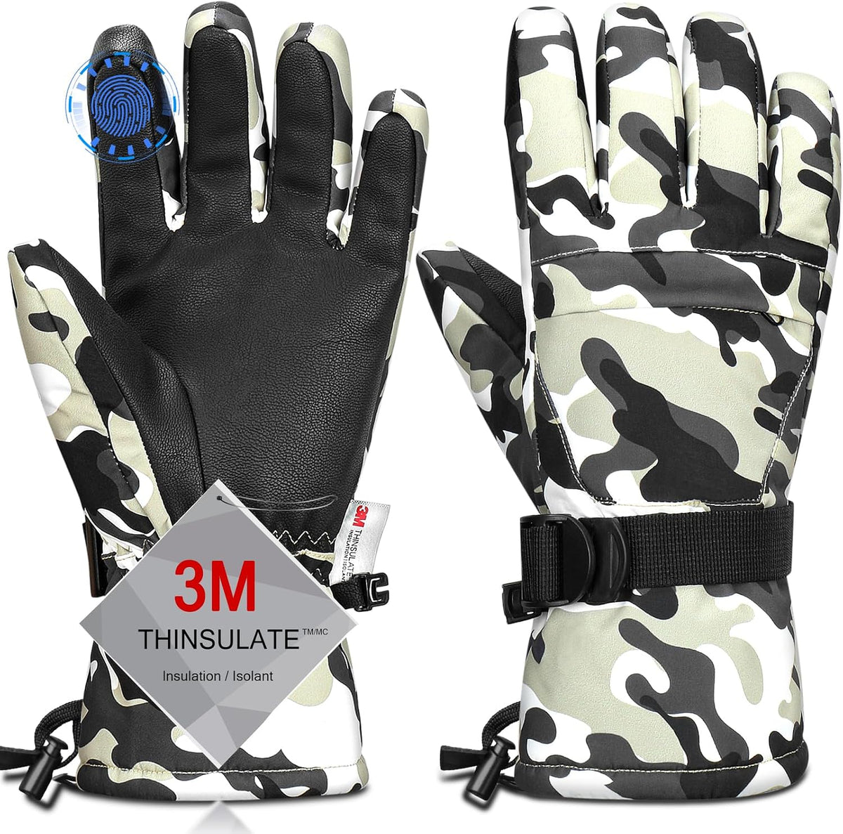 Ski Gloves,Snow Gloves Waterproof Winter Warm Cold Weather Touchscreen Gloves for Parent& Child Kids Skiing,Snowboarding