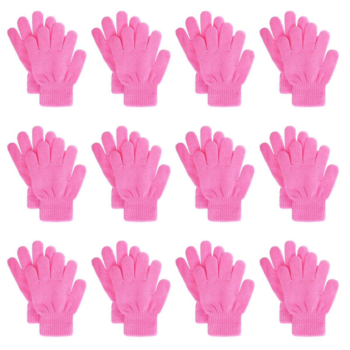 jiebor 12 Pairs Kids Warm Winter Knit Gloves for Boys Girls Children