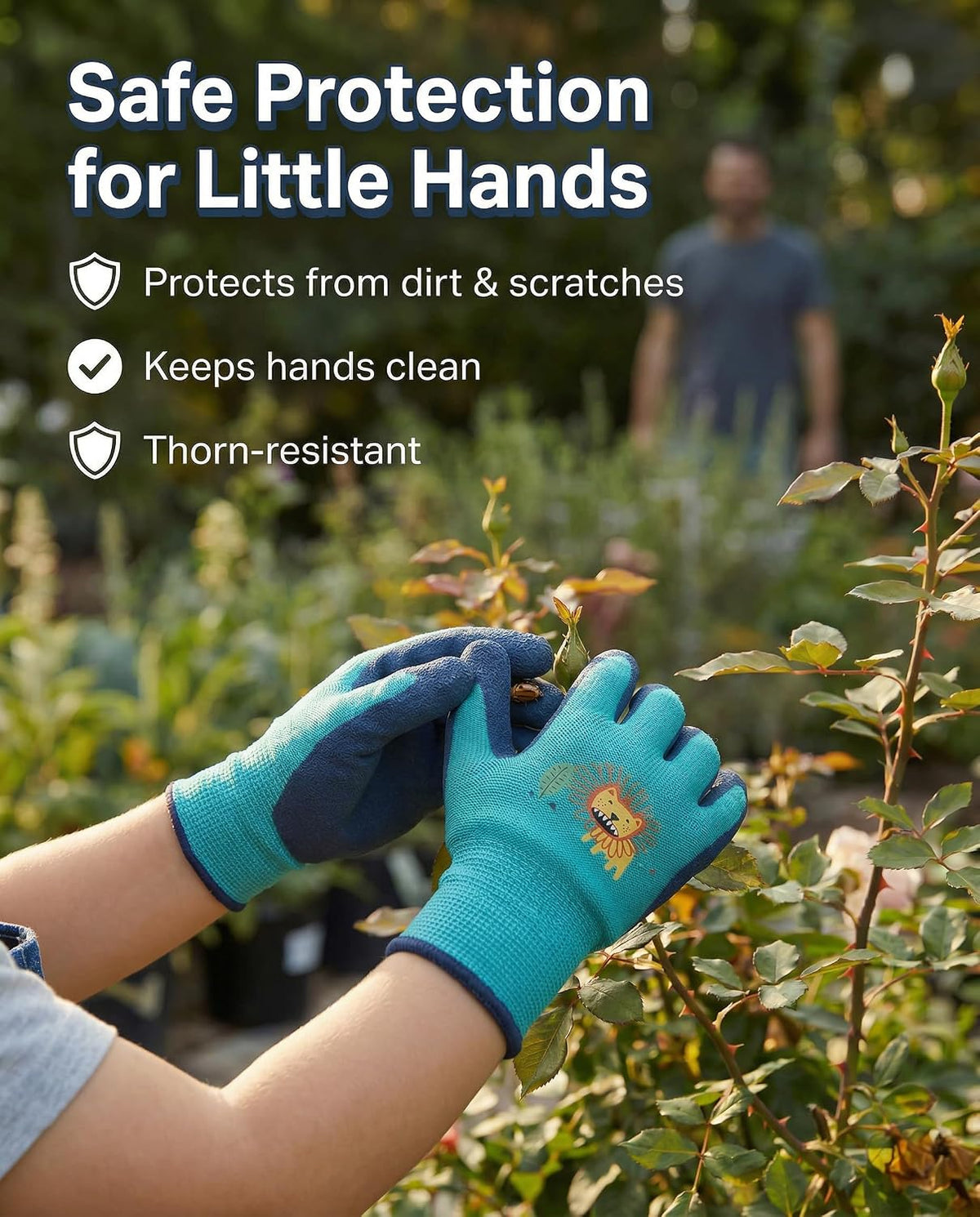 Kids Gardening Gloves, Skin-Friendly Rubber Coated Childrens Garden Gloves, Toddler Work Gloves Boys Girls