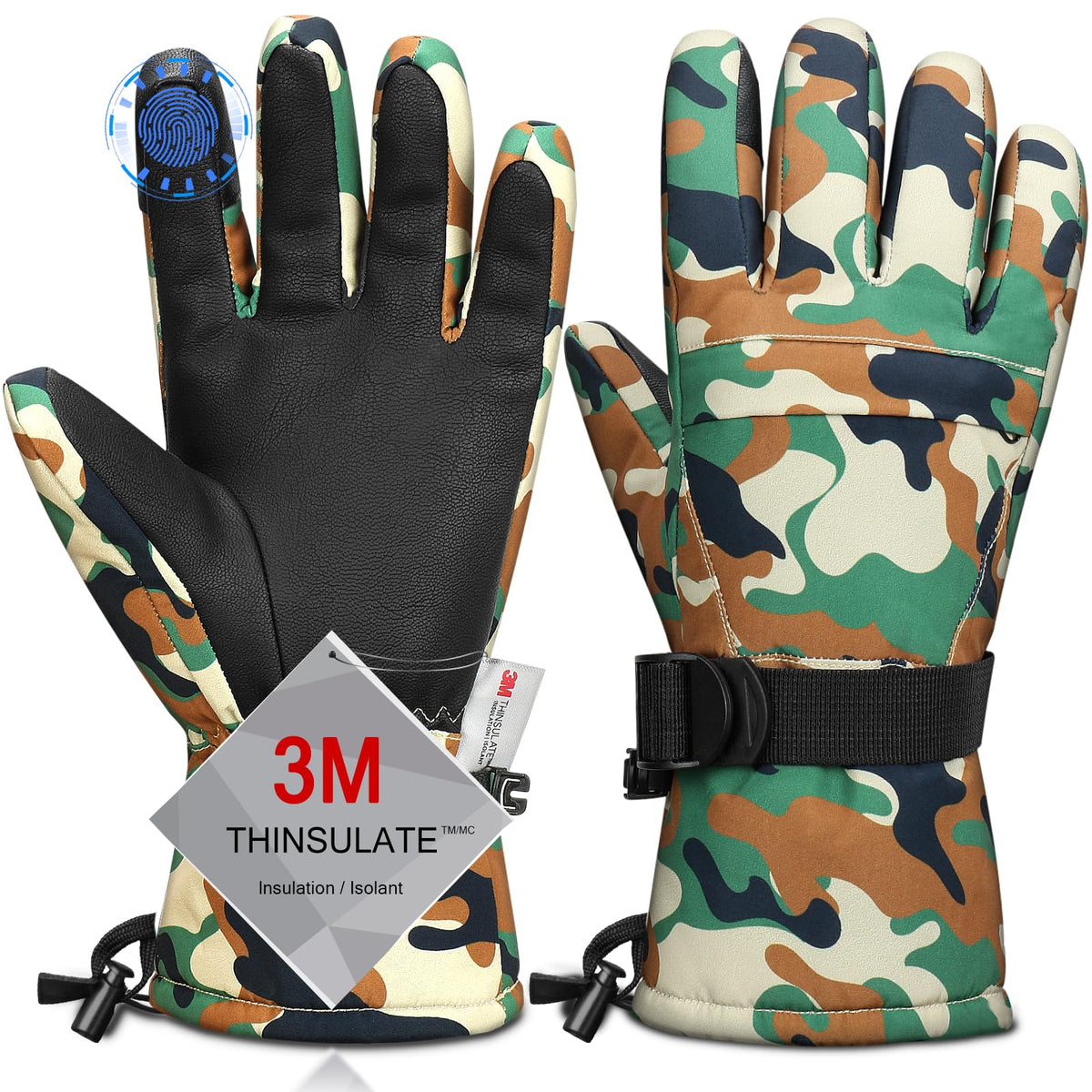 Ski Gloves,Snow Gloves Waterproof Winter Warm Cold Weather Touchscreen Gloves for Parent& Child Kids Skiing,Snowboarding