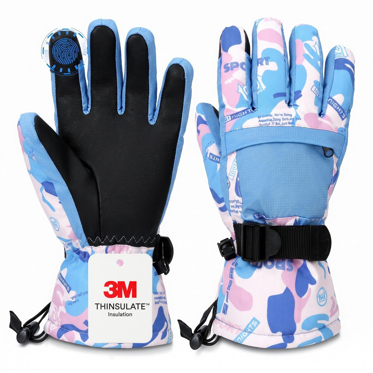 Ski Gloves,Snow Gloves Waterproof Winter Warm Cold Weather Touchscreen Gloves for Parent& Child Kids Skiing,Snowboarding