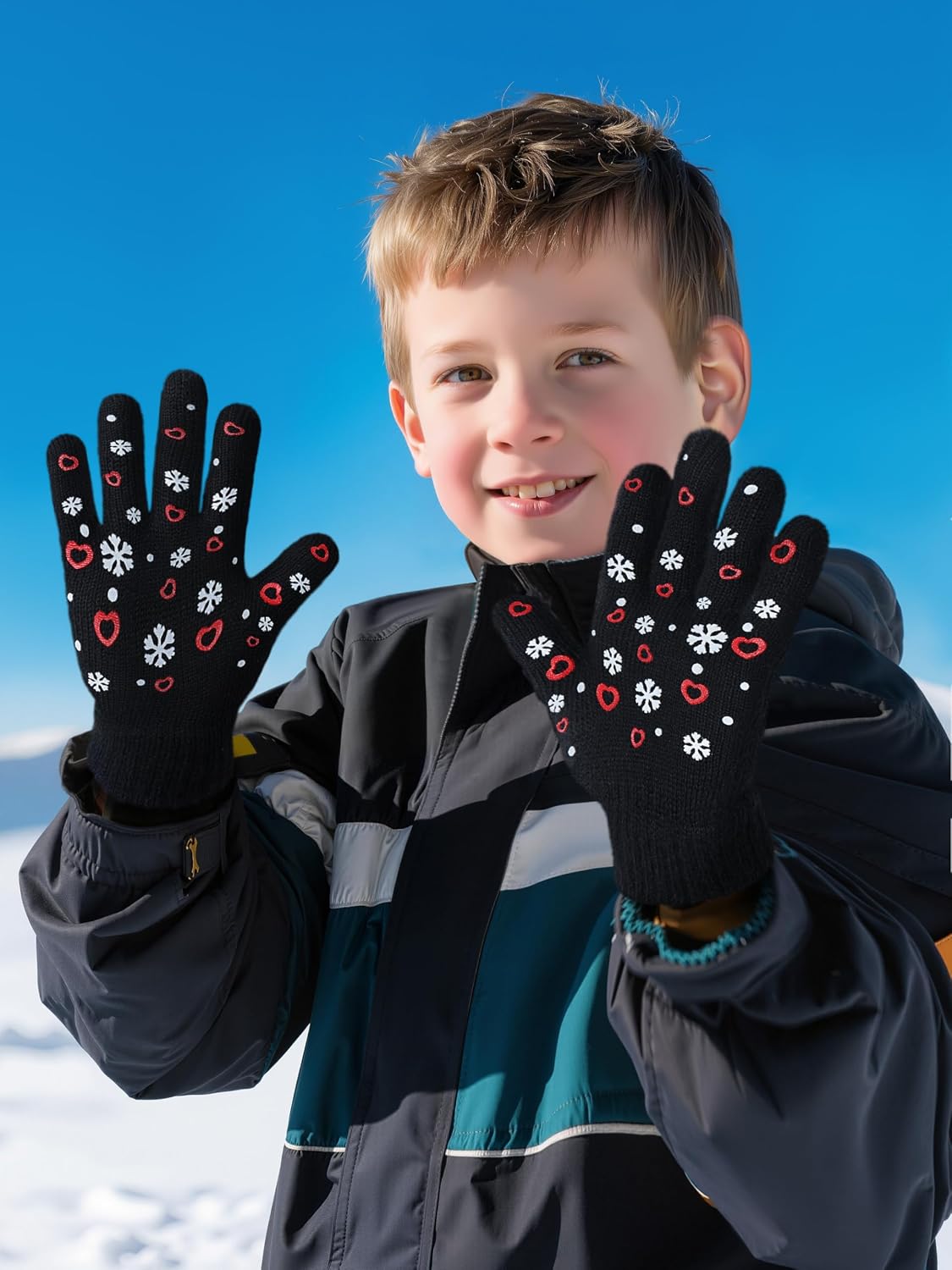4 Pairs Kids Winter Gloves Gripper Magic Glove for Boys Girls 6-12 Years