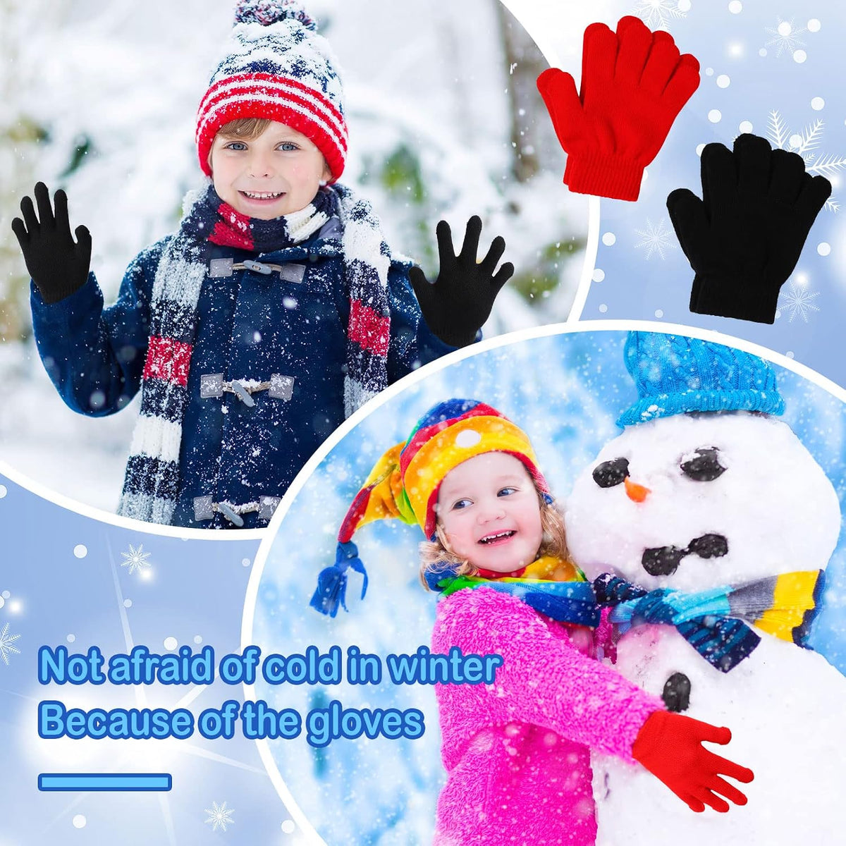 Handepo 50 Pairs Bulk Kids Gloves Winter