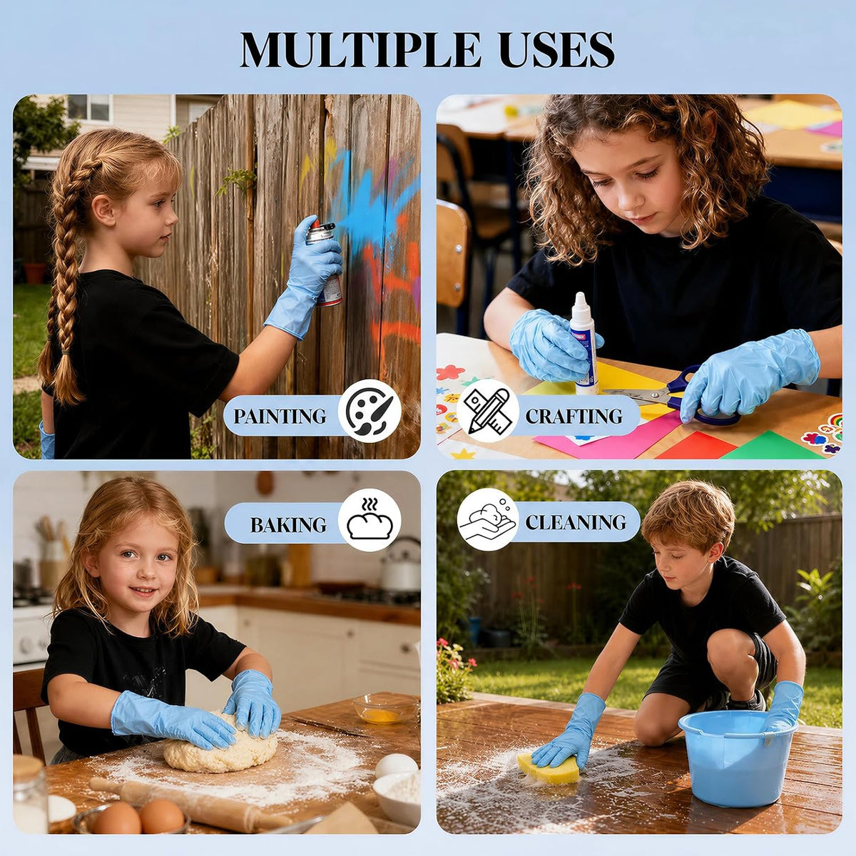 Kids Disposable Gloves, 5-Mil Safe Blue Nitrile, XS, 100Ct