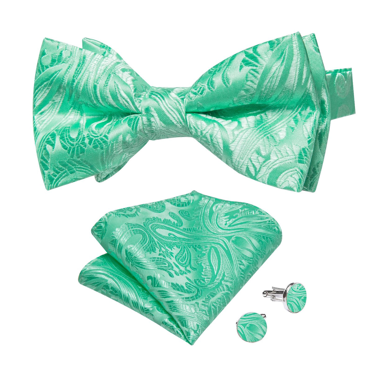 DiBanGu Silk Paisley Bow Tie for Men Formal Pre-tied Bowtie Set
