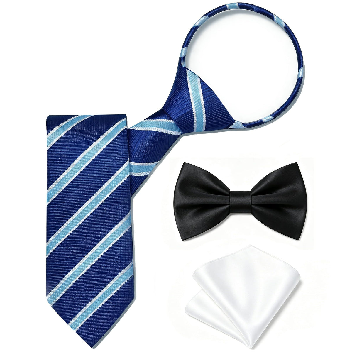 Boys Pre-Tied Zipper Necktie 3-Piece Set