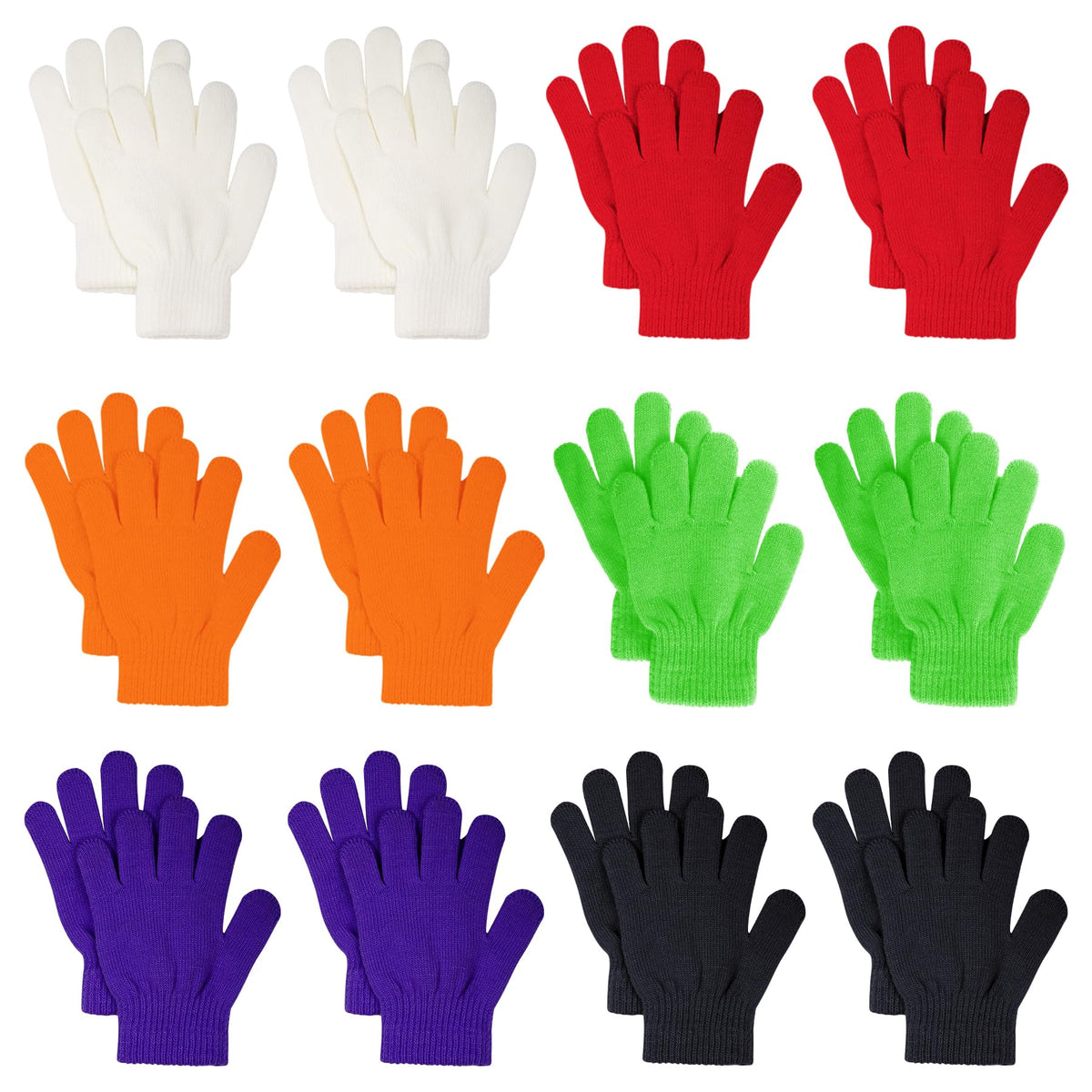 jiebor 12 Pairs Kids Warm Winter Knit Gloves for Boys Girls Children