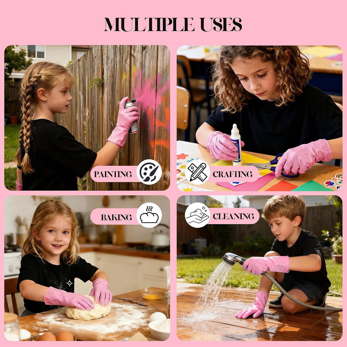 Kids Disposable Gloves, 5-Mil Safe Pink Nitrile, XS, 50Ct