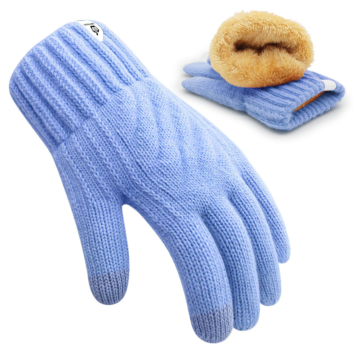 Kids Winter Gloves for Boys Girls, Fleece Lining Knitted Warm Gloves Touchscreen Thermal Children Mittens