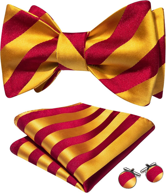 YOHOWA Bow Ties for Men Paisley Self Tie Bowtie Pocket Square Cufflinks Set