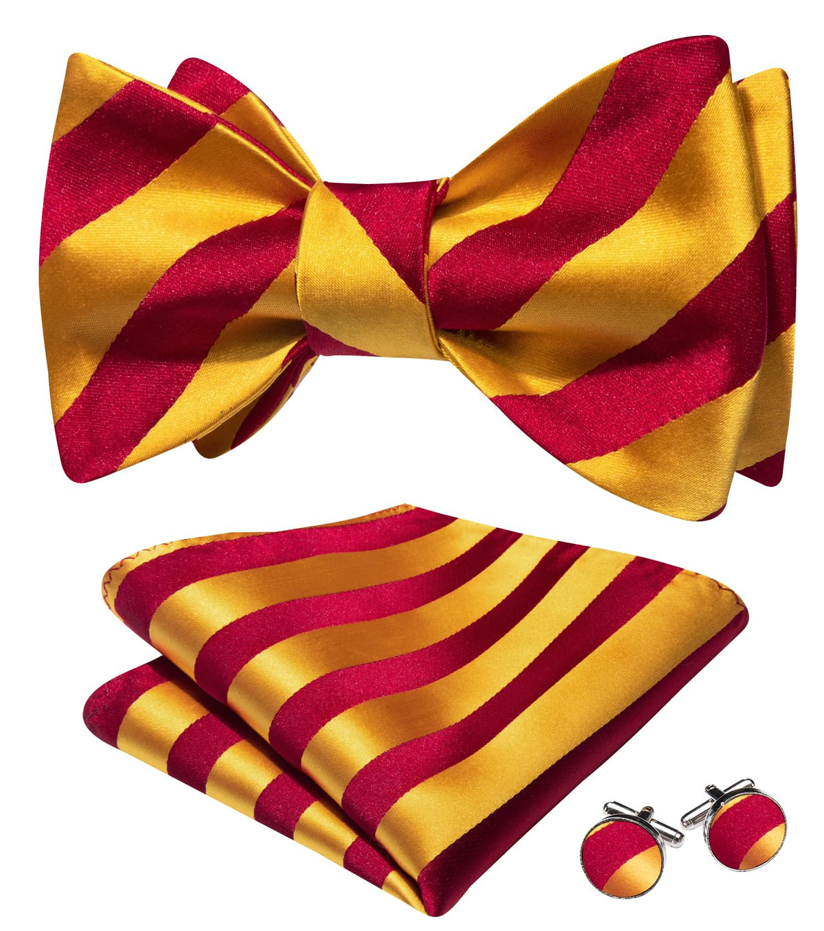 YOHOWA Bow Ties for Men Paisley Self Tie Bowtie Pocket Square Cufflinks Set